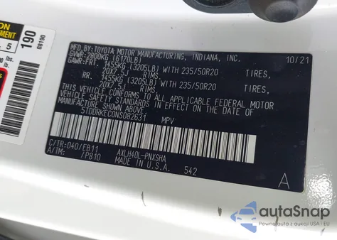 2022 Toyota Sienna Xse z USA, uszkodzony, nr VIN 5TDDRKEC0NS082631